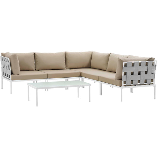Modway - Harmony 6 Piece Outdoor Patio Aluminum Sectional Sofa Set - EEI-2627