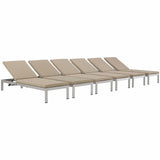 Modway - Shore Chaise with Cushions Outdoor Patio Aluminum Set of 6 - EEI-2739