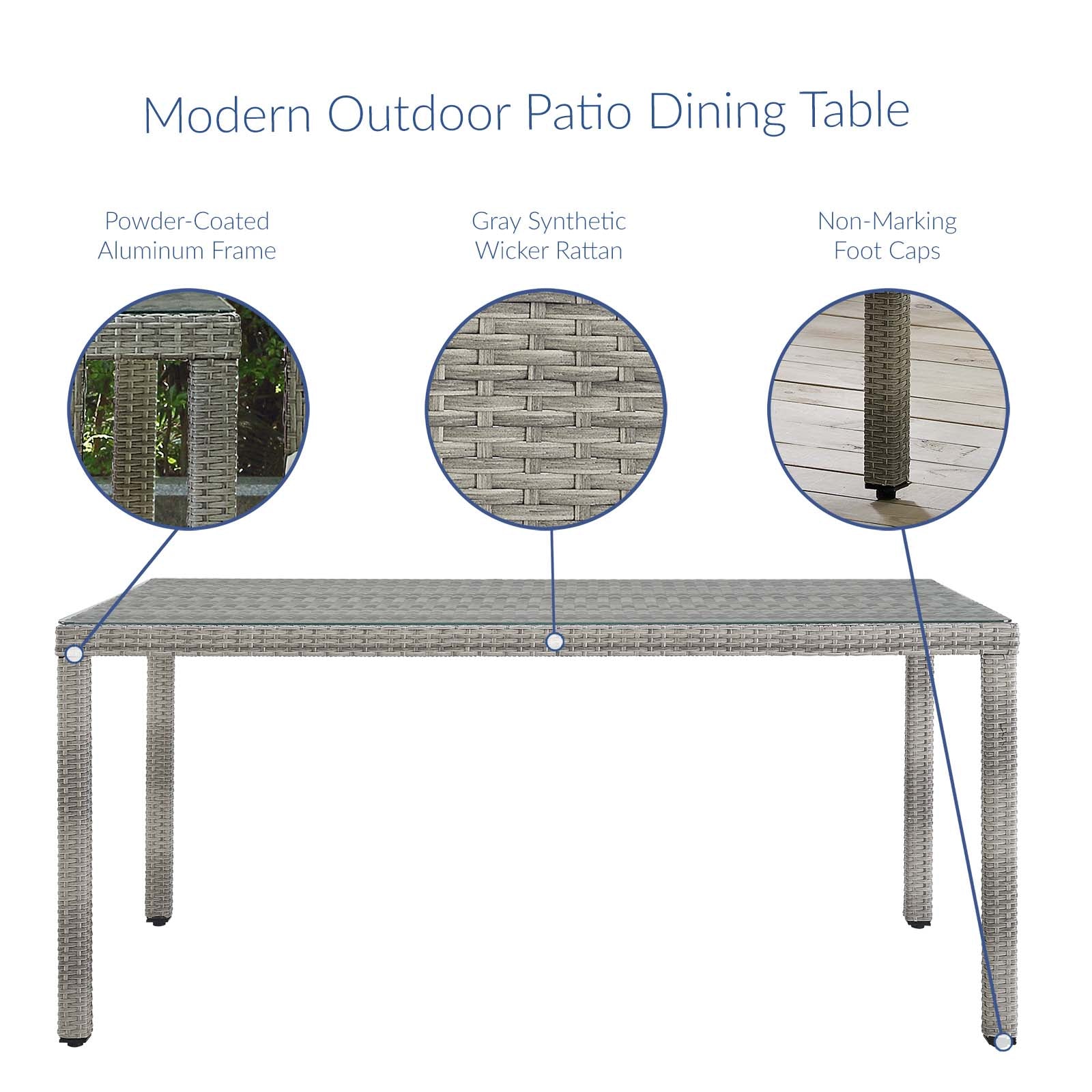 Modway - Aura 68" Outdoor Patio Wicker Rattan Dining Table - EEI-2921