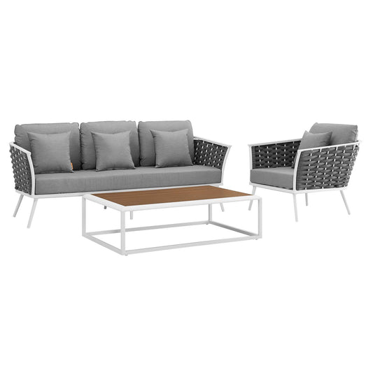 Modway - Stance 3 Piece Outdoor Patio Aluminum Sectional Sofa Set - EEI-3166