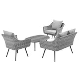 Modway - Endeavor 4 Piece Outdoor Patio Wicker Rattan Loveseat Armchair and Coffee Table Set - EEI-3177