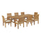 Modway - Marina 9 Piece Outdoor Patio Teak Dining Set - EEI-3312