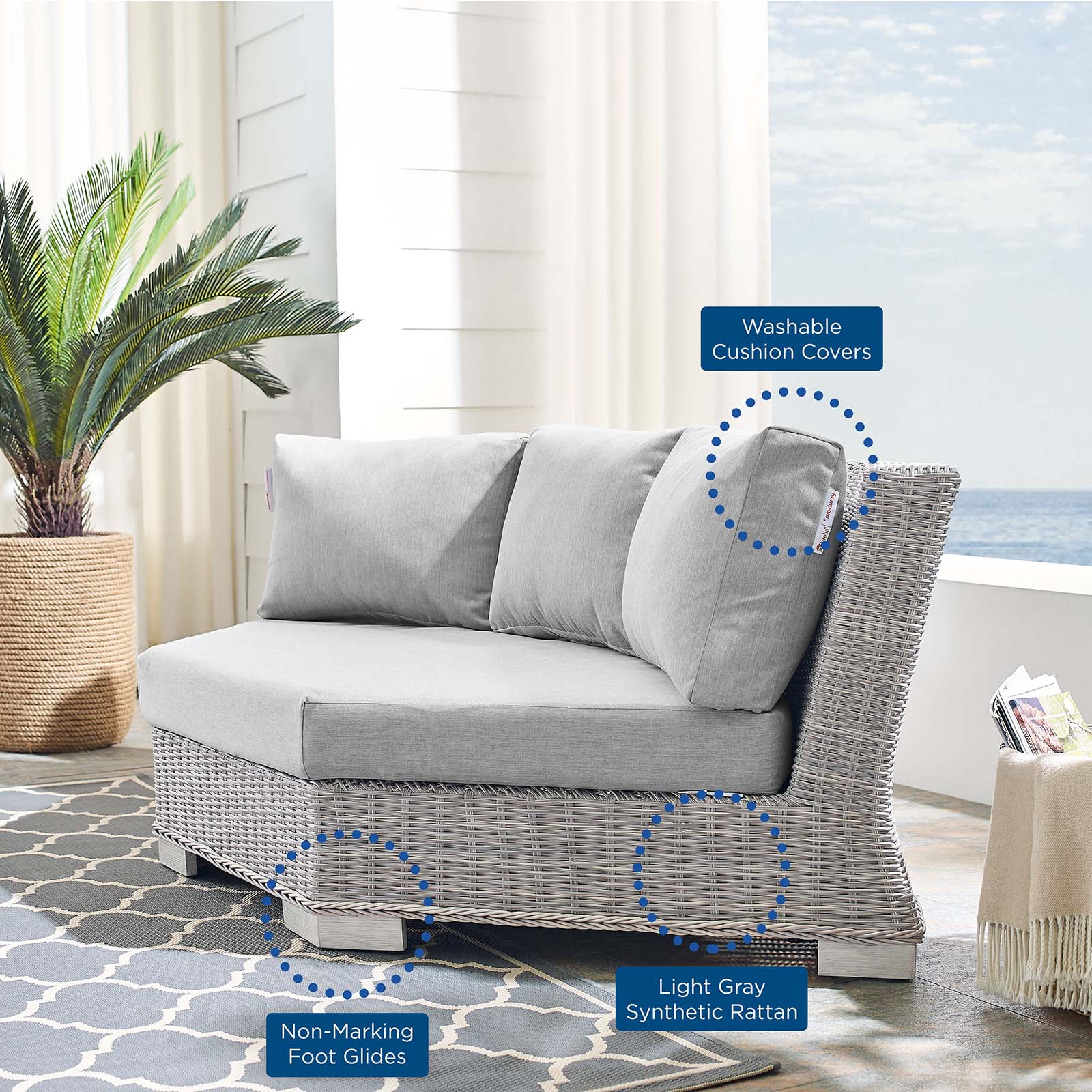 Modway - Conway Sunbrella® Outdoor Patio Wicker Rattan Round Corner Chair - EEI-3979