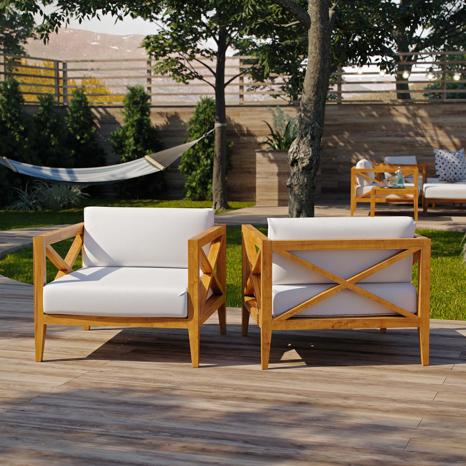 Modway - Northlake Outdoor Patio Premium Grade A Teak Wood Armchair Set of 2 - EEI-4041