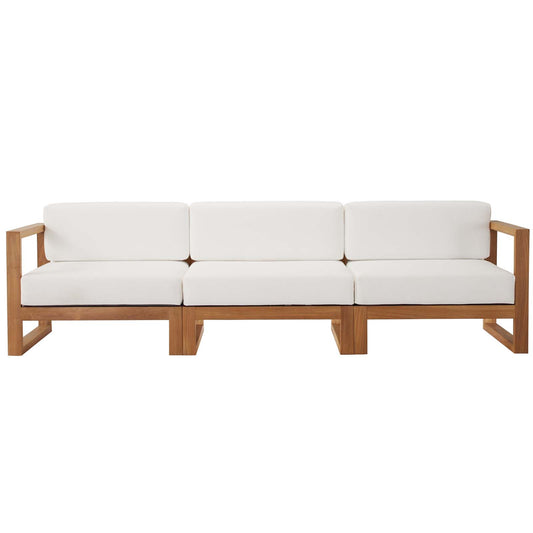 Modway - Upland Outdoor Patio Teak Wood 3-Piece Sectional Sofa Set - EEI-4254