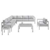 Modway - Shore Sunbrella® Fabric Outdoor Patio Aluminum 8 Piece Sectional Sofa Set - EEI-4321