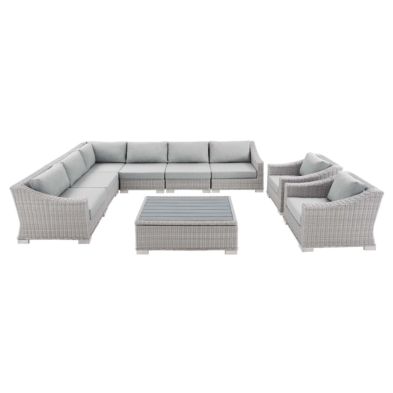 Modway - Conway Sunbrella® Outdoor Patio Wicker Rattan 9-Piece Sectional Sofa Set - EEI-4360