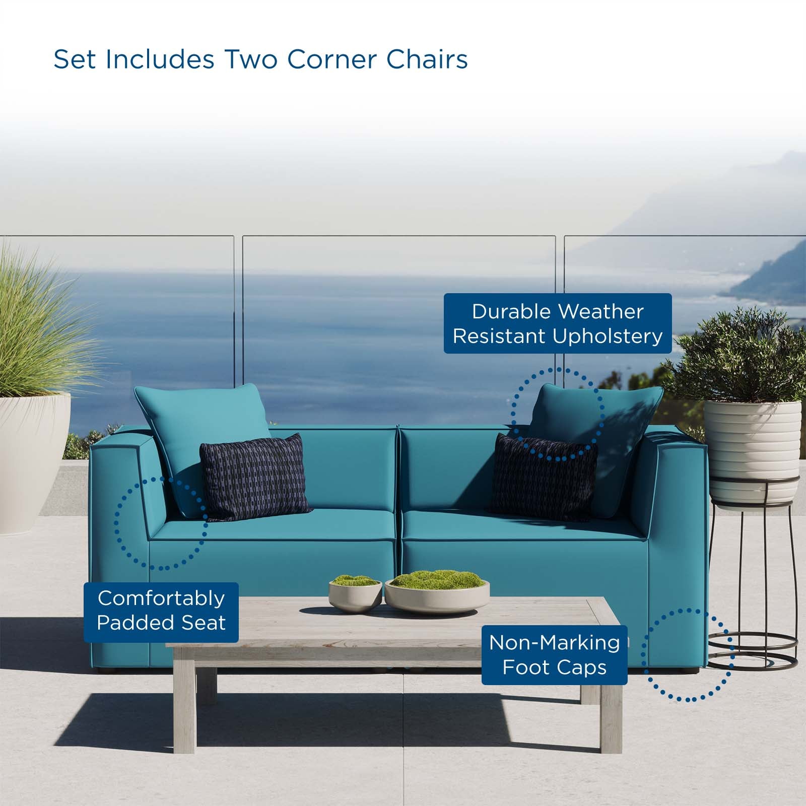 Modway - Saybrook Outdoor Patio Upholstered 2-Piece Sectional Sofa Loveseat - EEI-4377
