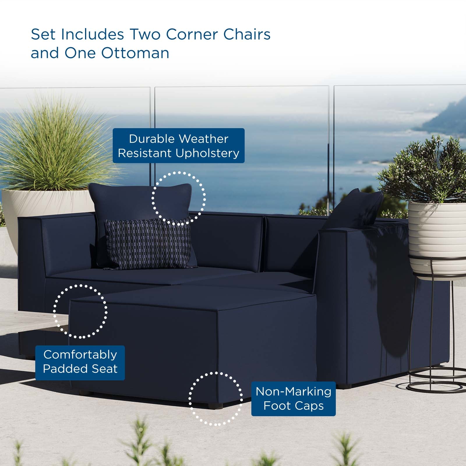 Modway - Saybrook Outdoor Patio Upholstered Loveseat and Ottoman Set - EEI-4378
