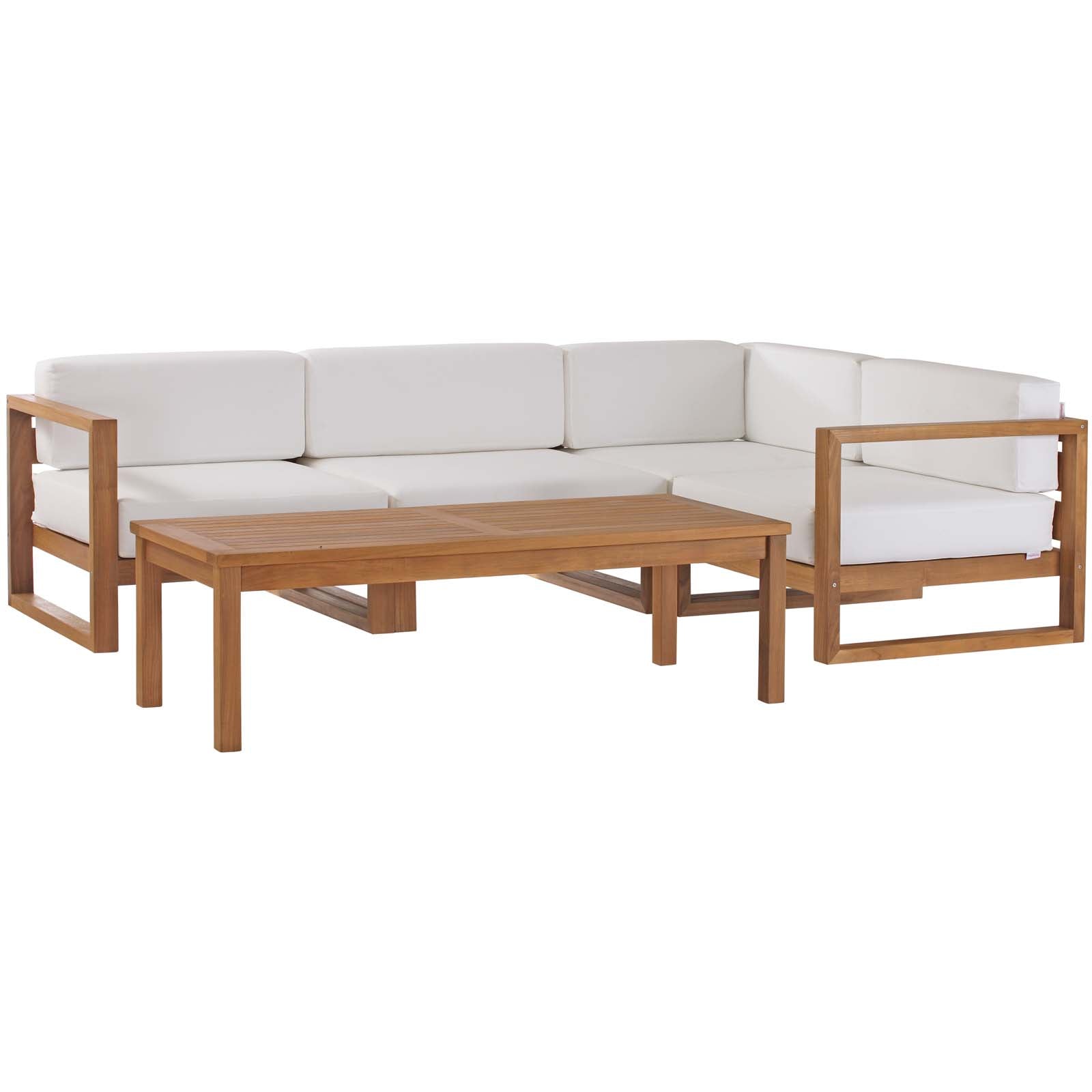 Modway - Upland Outdoor Patio Teak Wood 5-Piece Sectional Sofa Set - EEI-4619