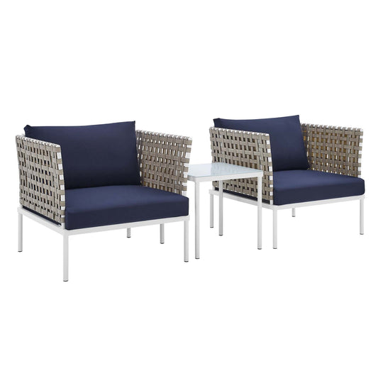 Modway - Harmony 3-Piece  Sunbrella® Basket Weave Outdoor Patio Aluminum Seating Set - EEI-4685