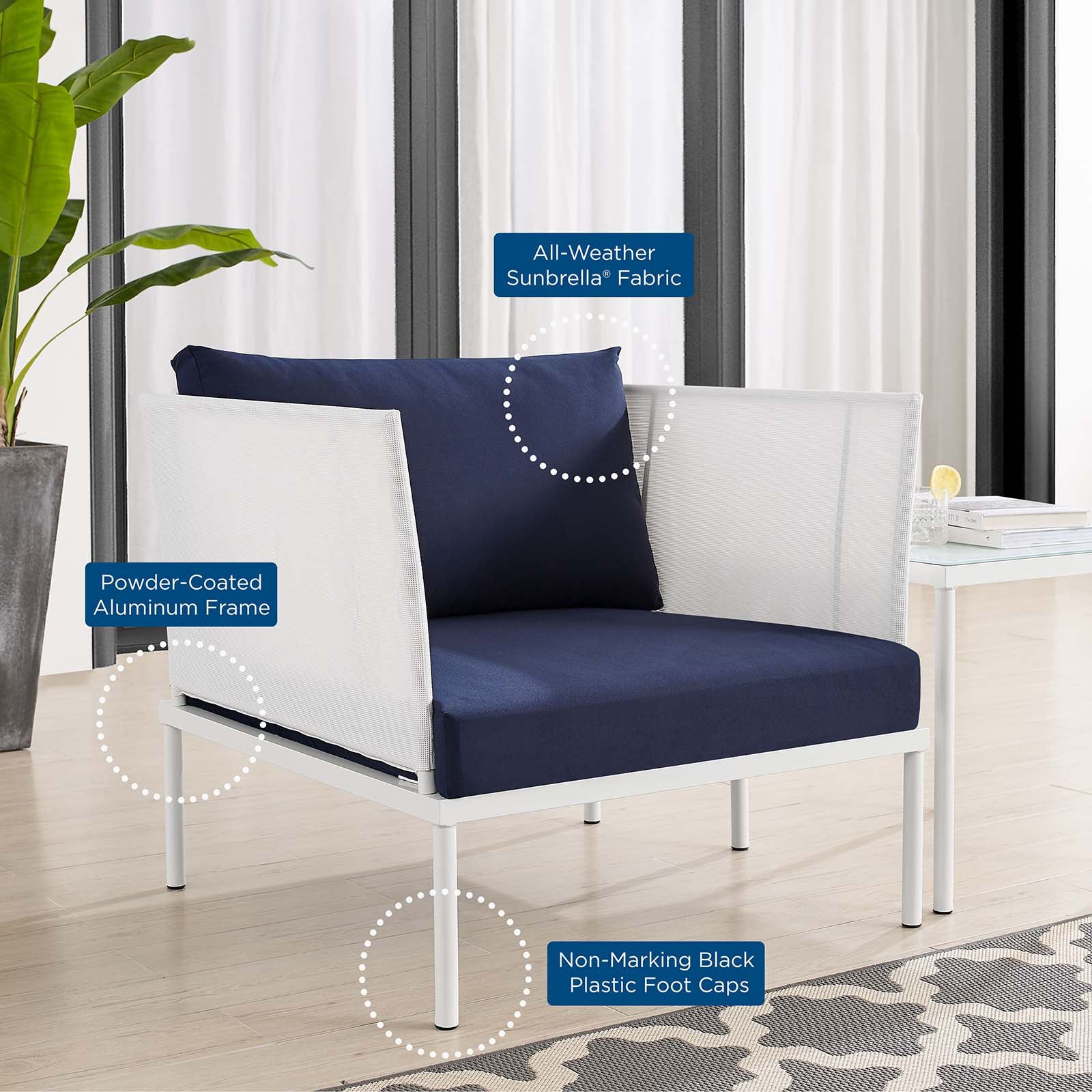 Modway - Harmony 3-Piece  Sunbrella® Outdoor Patio Aluminum Seating Set - EEI-4686