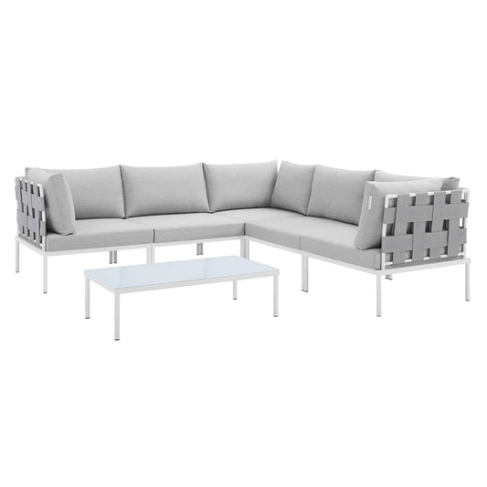 Modway - Harmony 6-Piece  Sunbrella® Outdoor Patio Aluminum Sectional Sofa Set - EEI-4929