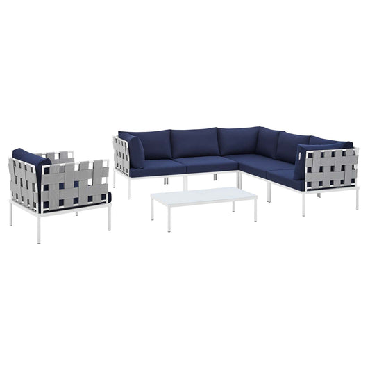 Modway - Harmony 7-Piece  Sunbrella® Outdoor Patio Aluminum Sectional Sofa Set - EEI-4937