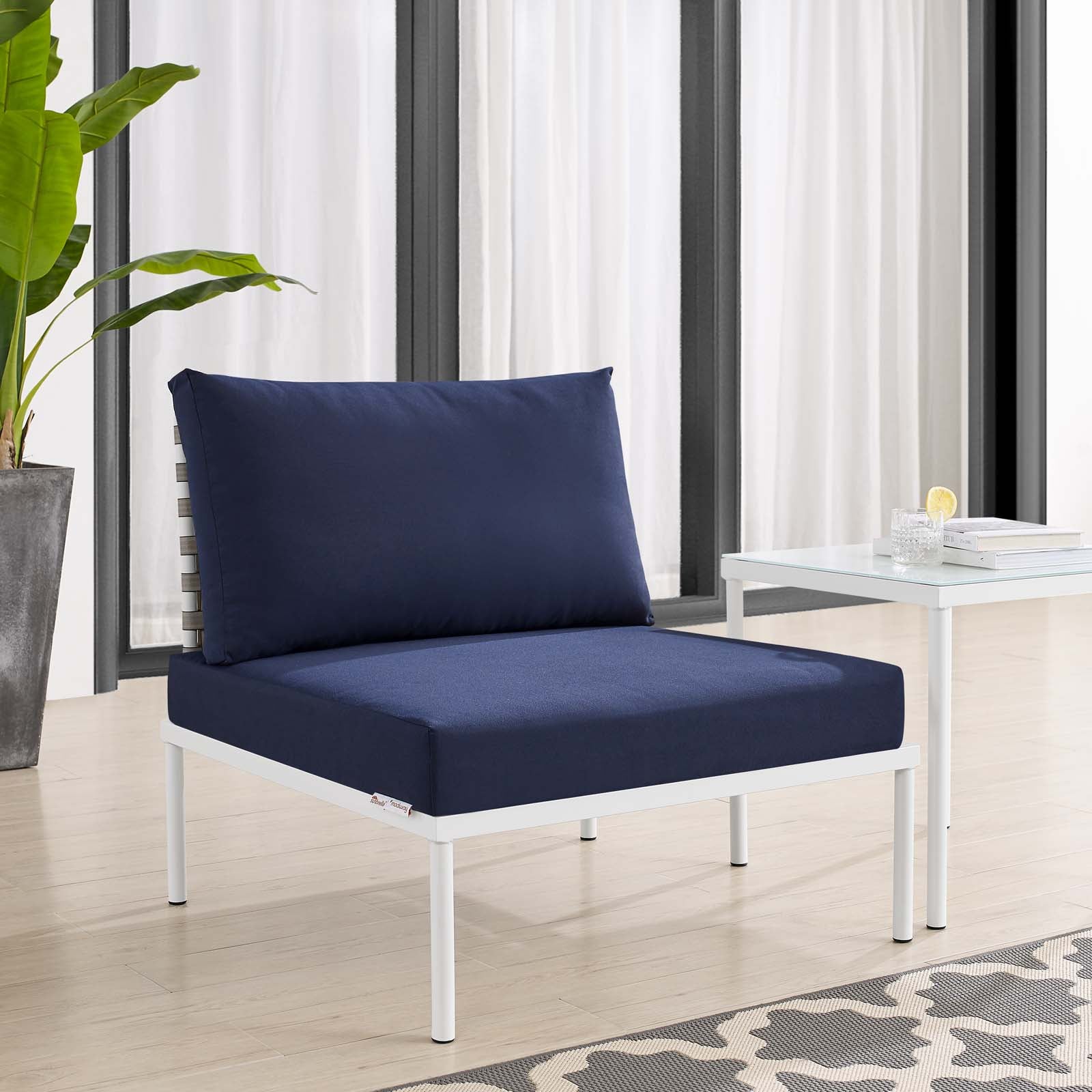 Modway - Harmony Sunbrella® Basket Weave Outdoor Patio Aluminum Armless Chair - EEI-4958