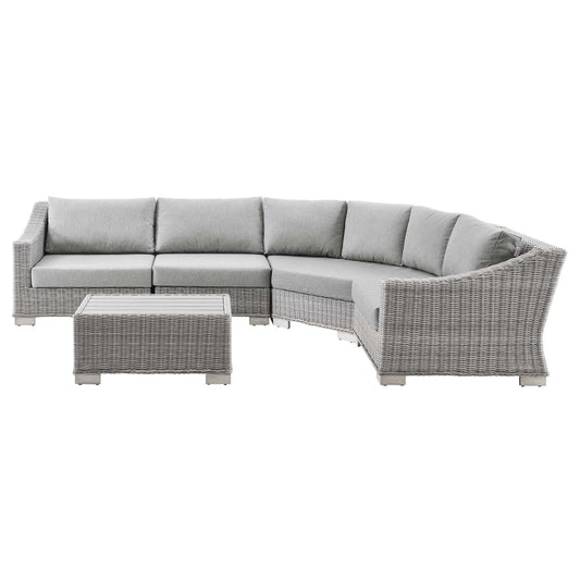 Modway - Conway Outdoor Patio Wicker Rattan 5-Piece Sectional Sofa Furniture Set - EEI-5093