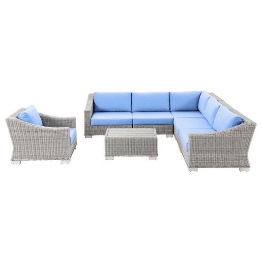 Modway - Conway Outdoor Patio Wicker Rattan 7-Piece Sectional Sofa Furniture Set - EEI-5098