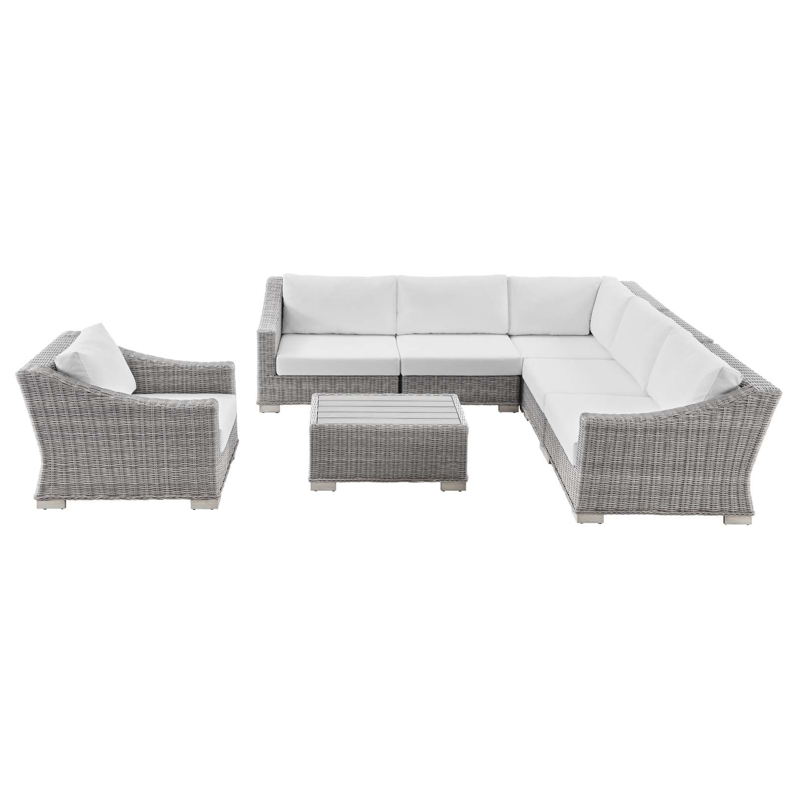 Modway - Conway Outdoor Patio Wicker Rattan 7-Piece Sectional Sofa Furniture Set - EEI-5098