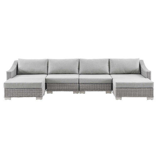Modway - Conway Outdoor Patio Wicker Rattan 6-Piece Sectional Sofa Furniture Set - EEI-5099