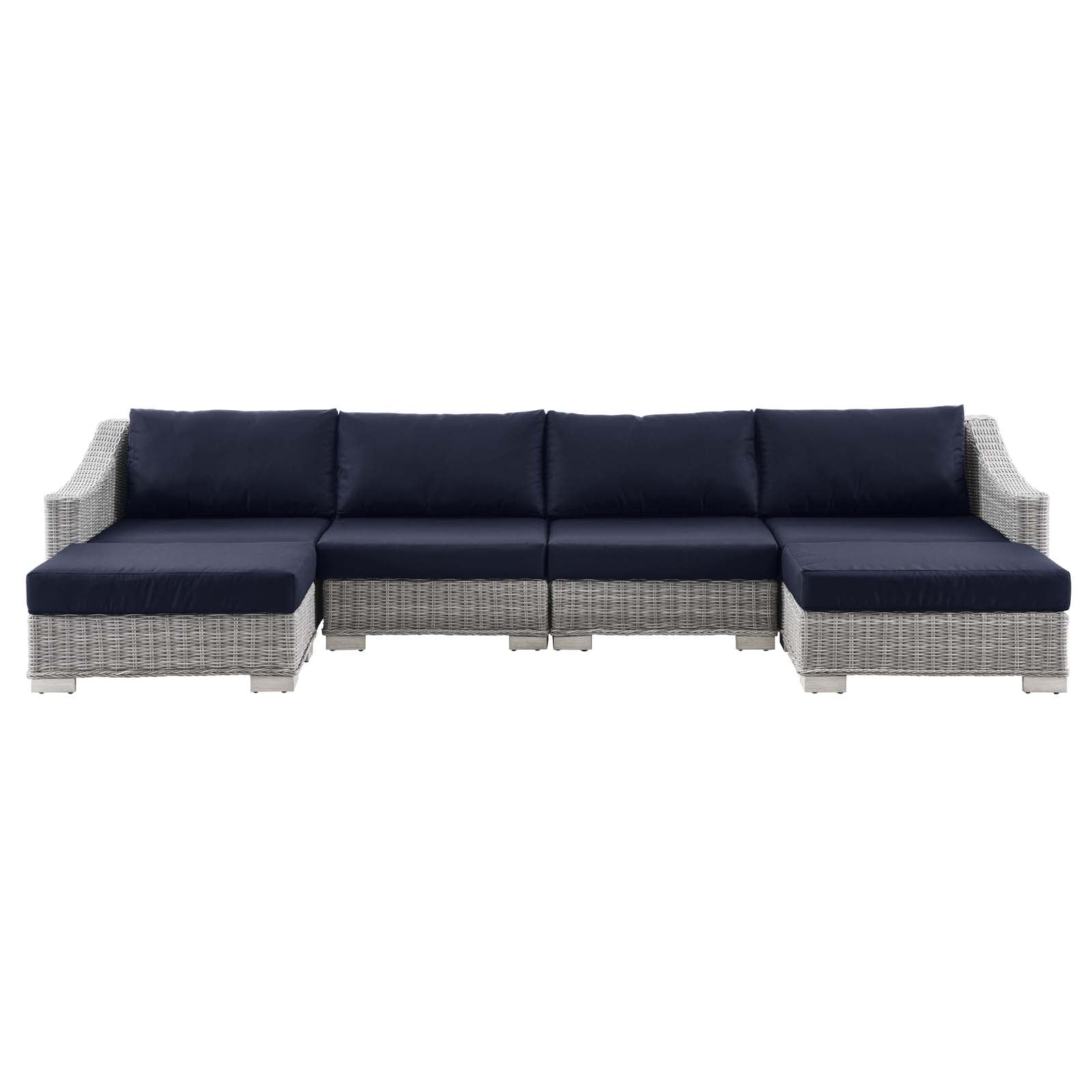 Modway - Conway Outdoor Patio Wicker Rattan 6-Piece Sectional Sofa Furniture Set - EEI-5099