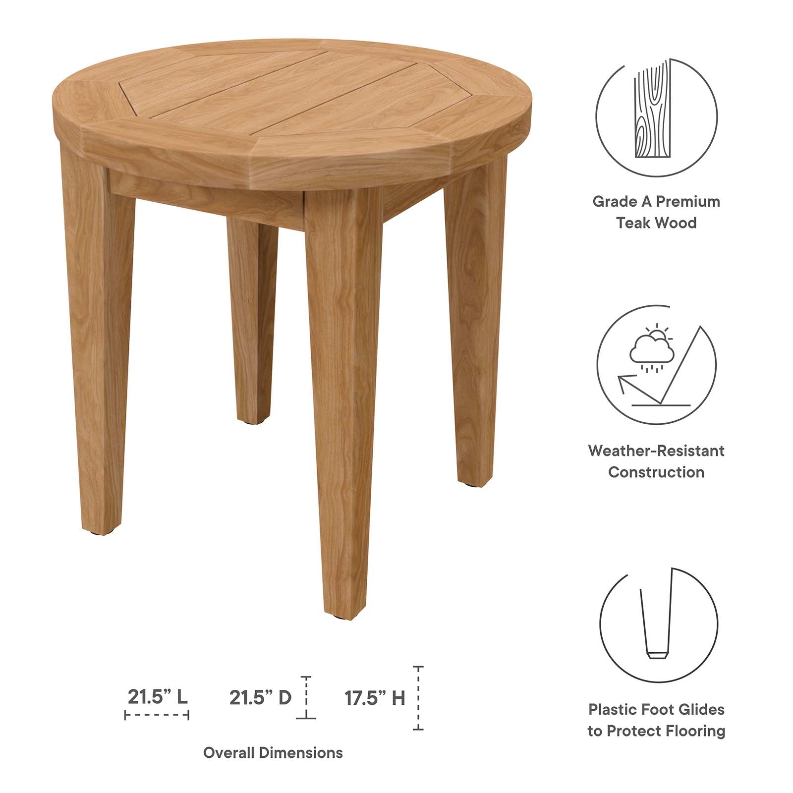 Modway - Brisbane Teak Wood Outdoor Patio Side Table - EEI-5604