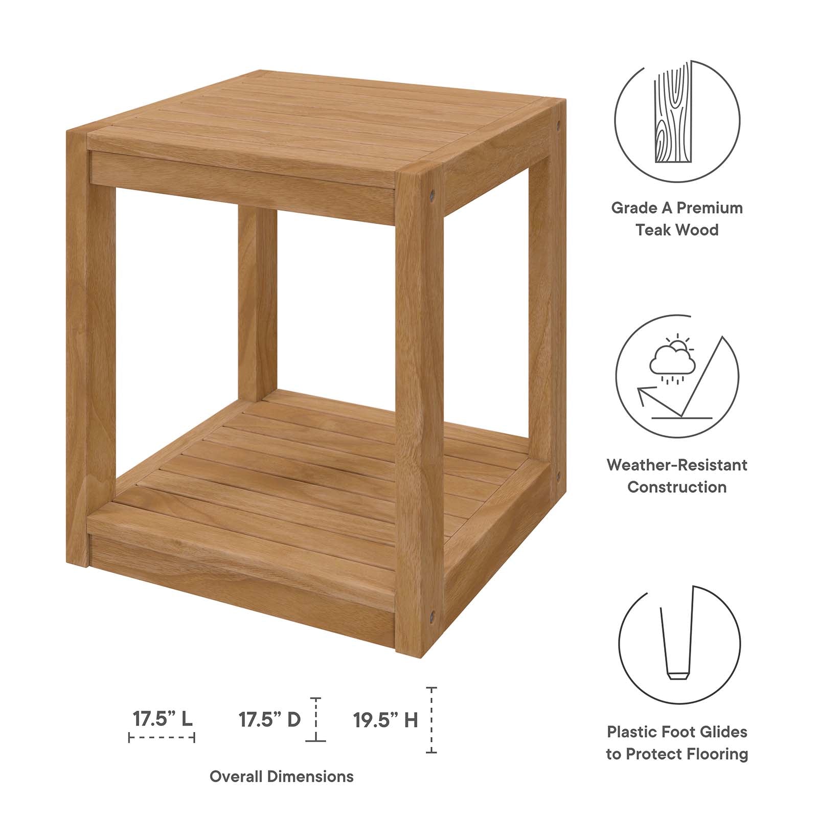 Modway - Carlsbad Teak Wood Outdoor Patio Side Table - EEI-5607