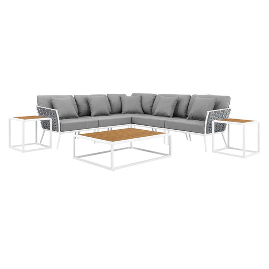 Modway - Stance 8 Piece Outdoor Patio Aluminum Sectional Sofa Set - EEI-5757