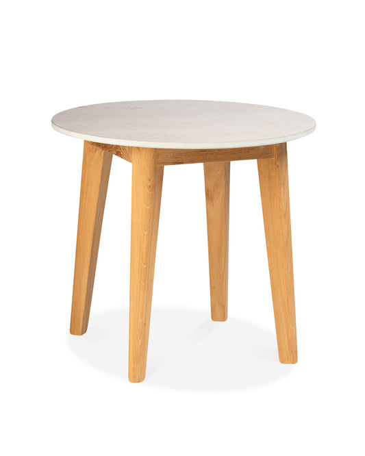 CO9 Design - Essential Side Table with Round Ceramic Top and a Teak Base | [ES19C]