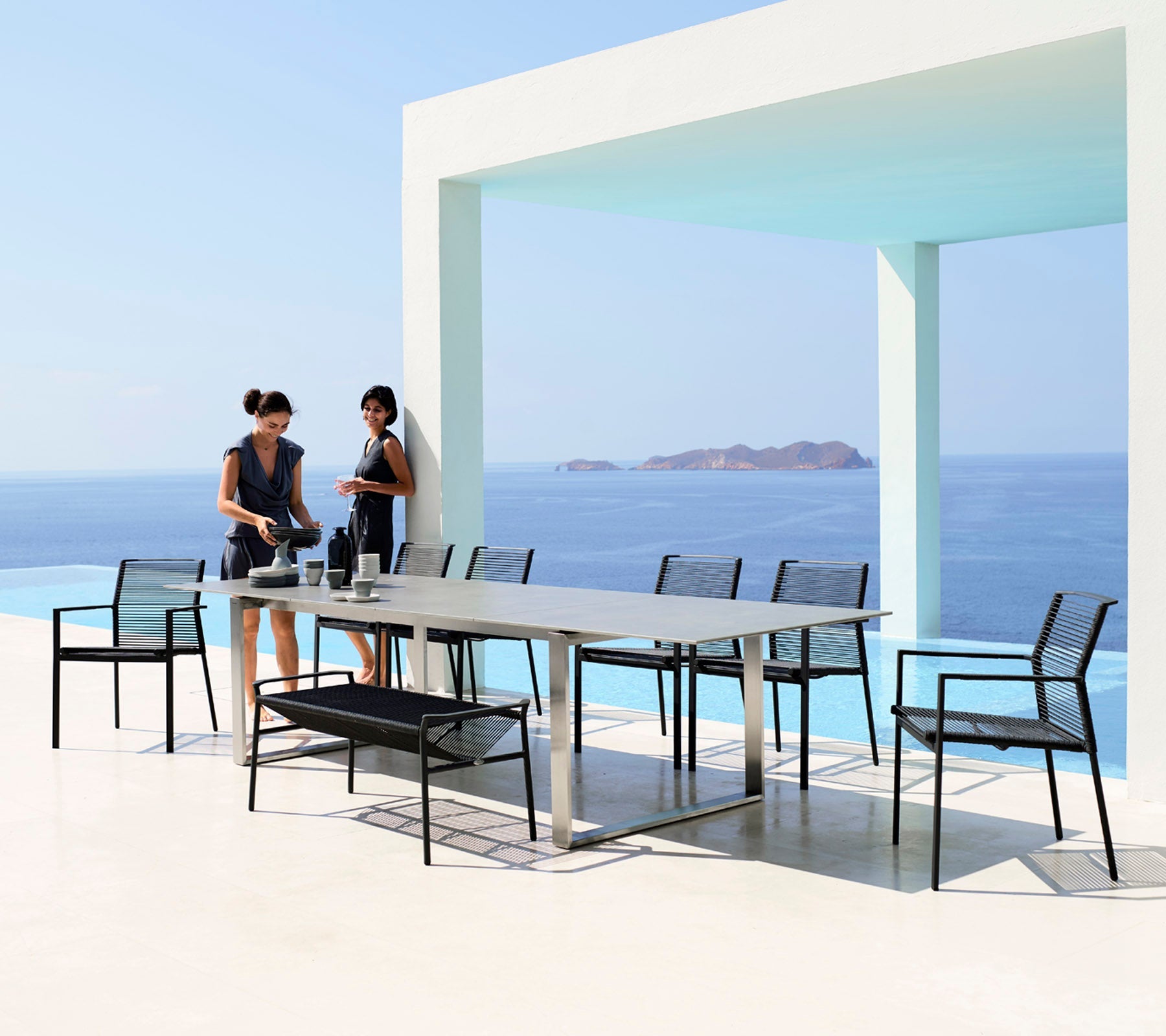 Cane-Line - Edge dining table w/extensions, 210x100 cm (330x100 cm) - Aluminium | 5032ST