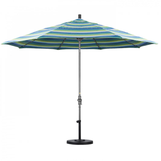 California Umbrella - 11' - Patio Umbrella Umbrella - Aluminum Pole - Seville Seaside - Sunbrella  - GSCUF118010-5608-DWV