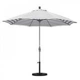 California Umbrella - 9' - Patio Umbrella Umbrella - Aluminum Pole - Gray White Cabana Stripe - Olefin - GSCUF908010-F95