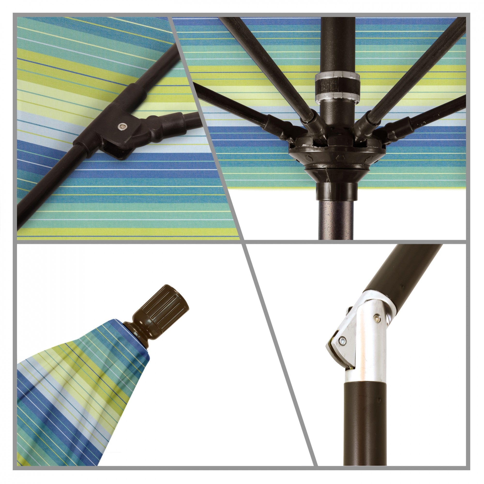 California Umbrella - 9' - Patio Umbrella Umbrella - Aluminum Pole - Seville Seaside - Sunbrella  - GSCUF908117-5608