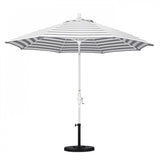 California Umbrella - 9' - Patio Umbrella Umbrella - Aluminum Pole - Gray White Cabana Stripe - Olefin - GSCUF908170-F95