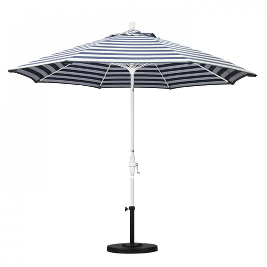 California Umbrella - 9' - Patio Umbrella Umbrella - Aluminum Pole - Navy White Cabana Stripe - Olefin - GSCUF908170-F96