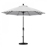 California Umbrella - 9' - Patio Umbrella Umbrella - Aluminum Pole - Gray White Cabana Stripe - Olefin - GSCUF908705-F95