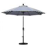 California Umbrella - 9' - Patio Umbrella Umbrella - Aluminum Pole - Navy White Cabana Stripe - Olefin - GSCUF908705-F96