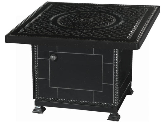 Gensun Grand Terrace Top / Paradise Base Aluminum 24'' Wide Square Chat Height Fire Pit | 1168GBL2 + 1034GT24