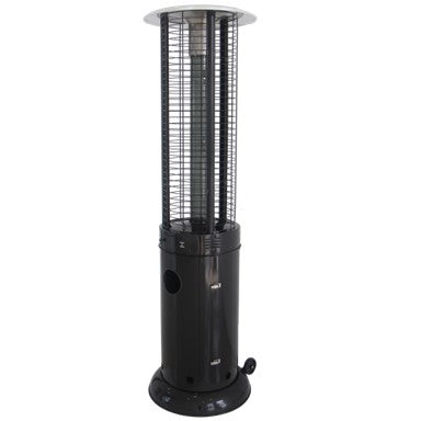 Round Commercial Glass Cylinder Patio Heater in Black with Black Tube | HLDS01-GCH-BLK