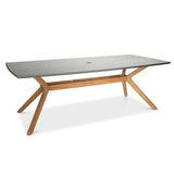 CO9 Design Katonah 87" 9 Piece Outdoor Dining Set Ceramic Top Dining Table w/ Umbrella Hole | KA87C+KA15-2