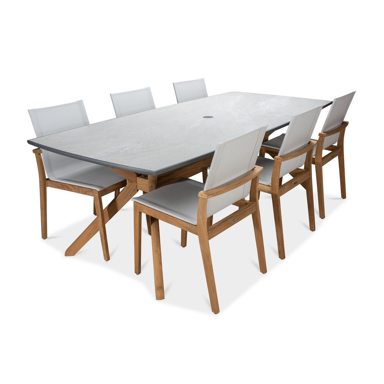CO9 Design Katonah 87" Ceramic Top Dining Table w/ Umbrella Hole | KA87C