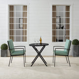Crosley Furniture - Kaplan 3Pc Outdoor Metal Bistro Set Mist/Oil Rubbed Bronze - Bistro Table & 2 Chairs