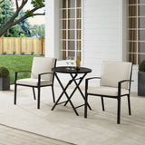 Crosley Furniture - Kaplan 3Pc Outdoor Metal Bistro Set Oatmeal/Oil Rubbed Bronze - Bistro Table & 2 Chairs