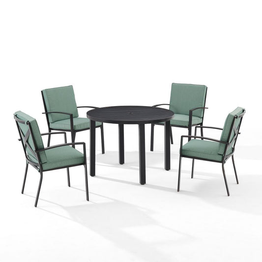 Crosley Furniture - Kaplan 5 Pc Outdoor Metal Round Dining Set Mist/Oil Rubbed Bronze - Table & 4 Chairs