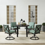 Crosley Furniture - Kaplan 5 Pc Outdoor Metal Round Dining Set Mist/Oil Rubbed Bronze - Table & 4 Swivel Chairs