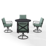 Crosley Furniture - Kaplan 5 Pc Outdoor Metal Round Dining Set Mist/Oil Rubbed Bronze - Table & 4 Swivel Chairs