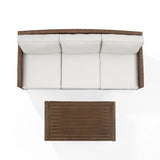 Crosley Furniture - Capella Outdoor Wicker 2Pc Sofa Set Creme/Brown - Sofa & Coffee Table