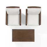 Crosley Furniture - Capella Outdoor Wicker 3Pc Chair Set Creme/Brown - Coffee Table & 2 Armchairs