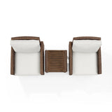 Crosley Furniture - Capella 3Pc Outdoor Wicker Chair Set Creme/Brown - Side Table & 2 Armchairs