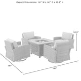 Crosley Furniture - Bradenton 5Pc Swivel Rocker Conversation Set W/Fire Table Navy/Weathered Brown - Tucson Fire Table & 4 Swivel Rockers