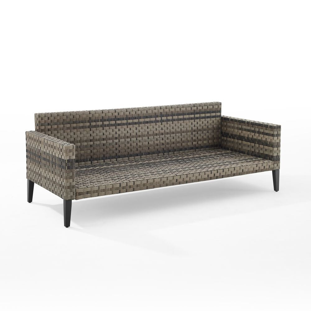 Crosley Furniture - Prescott Outdoor Wicker Sofa Mineral Blue/Brown